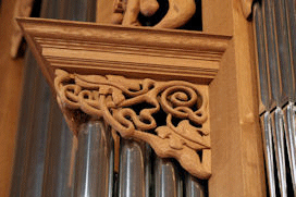 Carved foliage, Fritts pipe organ, Episcopal Church of the Ascension
